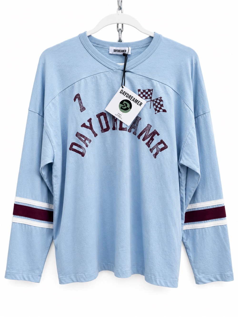 Daydreamer Sky Blue Long Sleeve Top with Maroon Graphics
